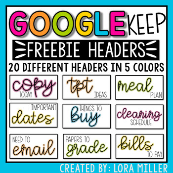 Preview of Google Keep Headers--FREEBIE