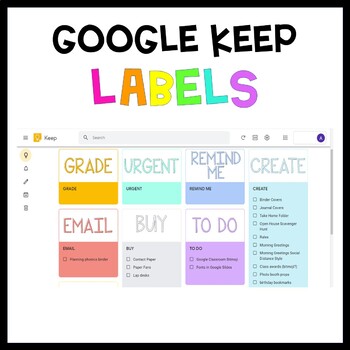 Preview of Google Keep Labels FREEBIE