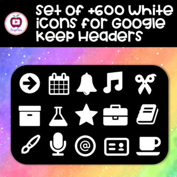 Preview of Google Keep White Icons (+600!) | Personalized Headers for Google Keep