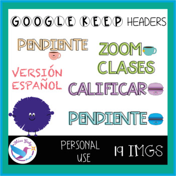 Preview of Google Keep headers SPANISH VERSION