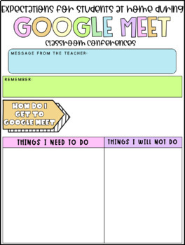 Preview of Google Meet Expectations | Distance Learning | Editable |