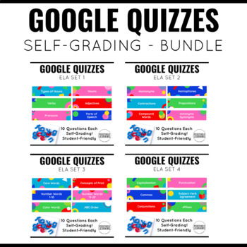 Preview of Google Quizzes Bundle for ELA Skills | Progress Monitoring