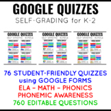 Google Quizzes K-2 BUNDLE for Student Centers and Assessment