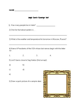 Preview of STEM- Google Scavenger Hunt 2nd/3rd Grade Activity