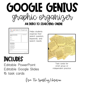 Preview of Google Search Genius | Graphic Organizer | Editable Print + Digital | Task Cards