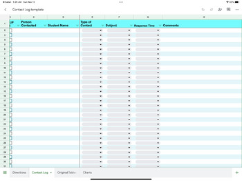Preview of Google Sheet contact/communication log