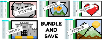 Preview of Google Sheets: 6s, 7s, 8s, 9s and 12s Multiplication Fact Bundle Pixel Art