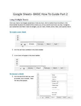 Preview of Google Sheets- BASIC How to Guide Part 2