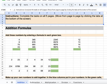 Preview of Google Sheets Basic Functions Document