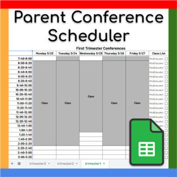 Preview of Google Sheets ™︱Digital Parent Conference Scheduler