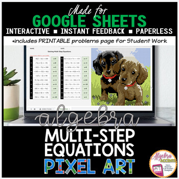 Preview of Algebra Solving Multi Step Equations | Non-Seasonal | Christmas Pixel Art Math