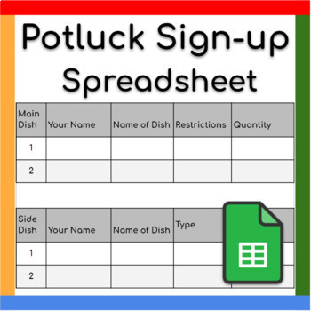 Preview of Google Sheets ™︱Digital Potluck Sign-up Template