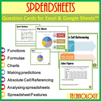 Preview of Spreadsheets Question Task Cards - for Microsoft Excel & Google Sheets™