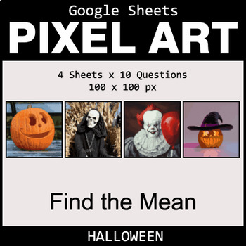 Preview of Google Sheets Halloween Pixel Art Math - Find the Mean