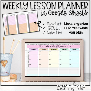 Preview of Google Sheets Lesson Planner for Reading Math Language Science & Social Studies