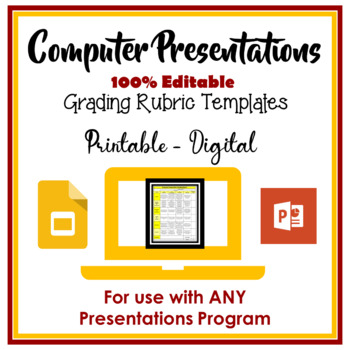 Preview of Google Slides Microsoft PowerPoint Editable Grading Rubric Templates