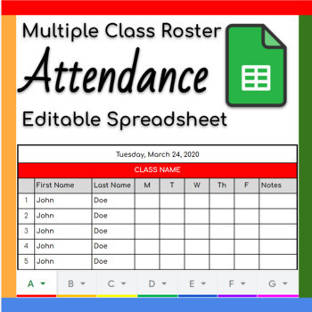 Preview of Google Sheets ™︱Multiple Class or Group Attendance Sign-in Digital Roster