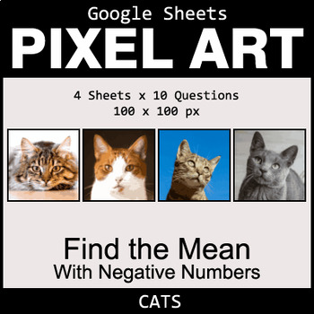 Preview of Google Sheets Pixel Art Math - Find the Mean with negative numbers