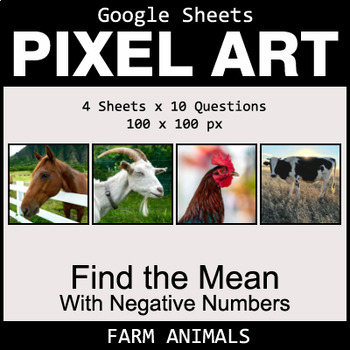 Preview of Google Sheets Pixel Art Math - Find the Mean with negative numbers