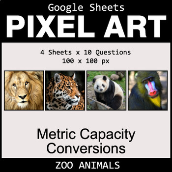 Preview of Google Sheets Pixel Art Math - Metric Capacity Conversions