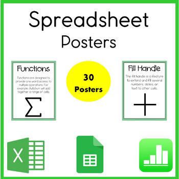 Preview of Google Sheets Posters | Excel Posters | Spreadsheet Posters