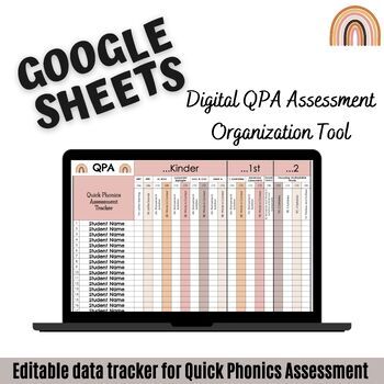 Preview of Google Sheets QPA (Quick Phonics Assessment) Data Spreadsheet