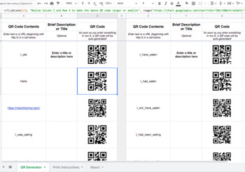 Preview of Google Sheets Quick QR code maker