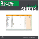 Google Sheets - Shopping List Math Lesson (Distance Learning)