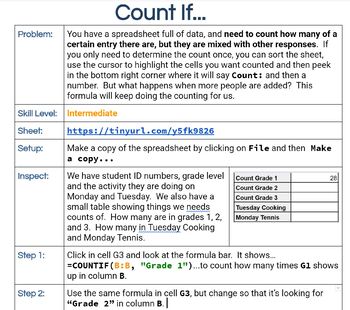 Preview of Google Sheets Skills - CountIf Formula