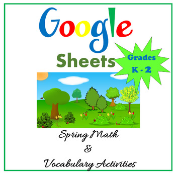 Preview of Google Sheets Spring Math & Vocabulary Activities Distance Learning