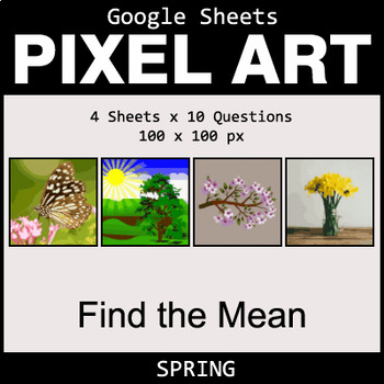 Preview of Google Sheets Spring Pixel Art Math - Find the Mean