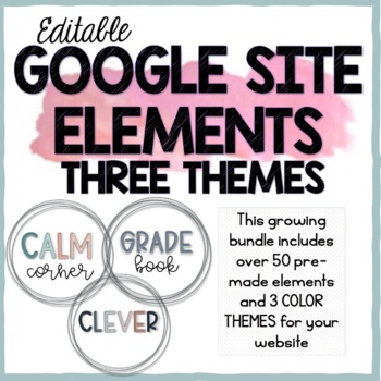 Preview of Google Site Elements - 3 THEMES! - Buttons and Headers