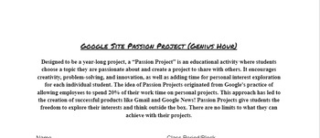 Preview of Google Site Passion Project Rubric