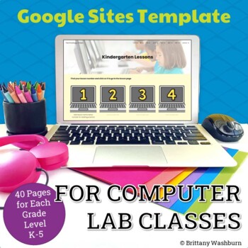 Preview of Google Site Template for Computer Lab Classes | 40 Weeks
