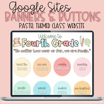 Preview of Google Sites Banners and Buttons: Pastel Theme