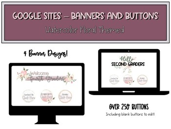 Preview of Google Sites - Buttons and Banners Floral Themed
