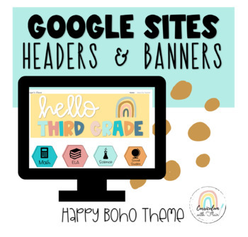Preview of Google Sites Template - Classroom Website - Boho Theme