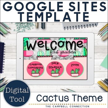 Preview of Google Sites Template | Classroom Website | Cactus Theme