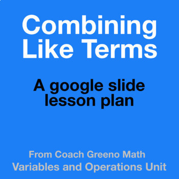 Preview of Google Slide Lesson on Combining Like Terms - Lesson 2.3