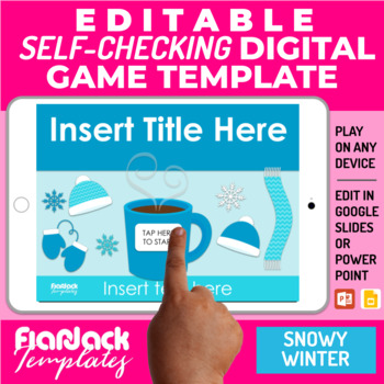 Preview of Google Slide PPT Game Template | Digital Editable Self-Checking | Snowy Winter