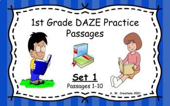 Preview of Google Slides 1st Grade DAZE Practice Passages Set 1 #1-10 DIBELS Digital Learn
