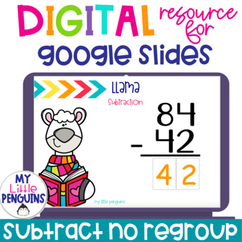 Preview of Google Slides: 2 Digit Subtraction NO Regrouping AND an Easel Activity Digital