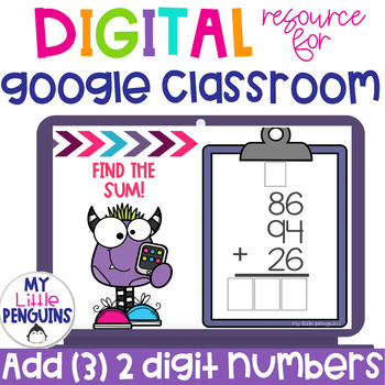 Preview of Google Slides: Addition (3) 2-Digit Numbers | Distance Learning |