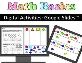 Preview of Google Slides™ Addition, Subtraction, Numbers, Patterns, & Shapes Activities