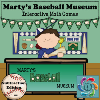 Preview of Google Slides /Adobe PDF Interactive Subtraction Game-Marty's Baseball Museum