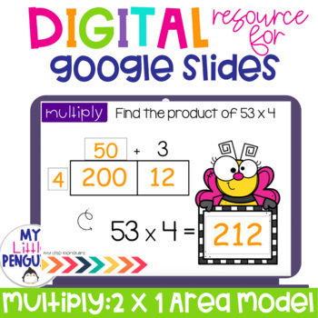 Preview of Google Slides: Area Model Multiplication 2 Digits by 1 Digit | Easel Activity