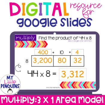 Preview of Google Slides: Area Model Multiplication 3 Digits by 1 Digit | Easel Activity