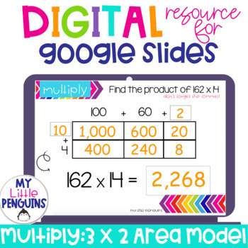 Preview of Google Slides: Area Model Multiplication 3 Digits by 2 Digits | Easel Activity