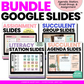 Preview of Google Slides™ BUNDLE - Agenda, Materials, Literacy Center, & Assignment Slides