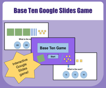 Preview of Google Slides Base Ten Skills Game for Distance Learning